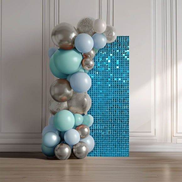 LAGarden 12 Pcs Shimmer Wall Backdrop Panels Square Sequin Party Decoration Blue 3x4 Ft