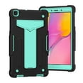 thumbnail image 3 of Dteck Shockproof Case For Samsung Galaxy Tab A 8.0 2019 Model SM-T290 T295, Heavy Duty Rugged Hybrid Case High Impact Full Body Kickstand Protective Cover (no built-in screen protector), Black + Mint, 3 of 5