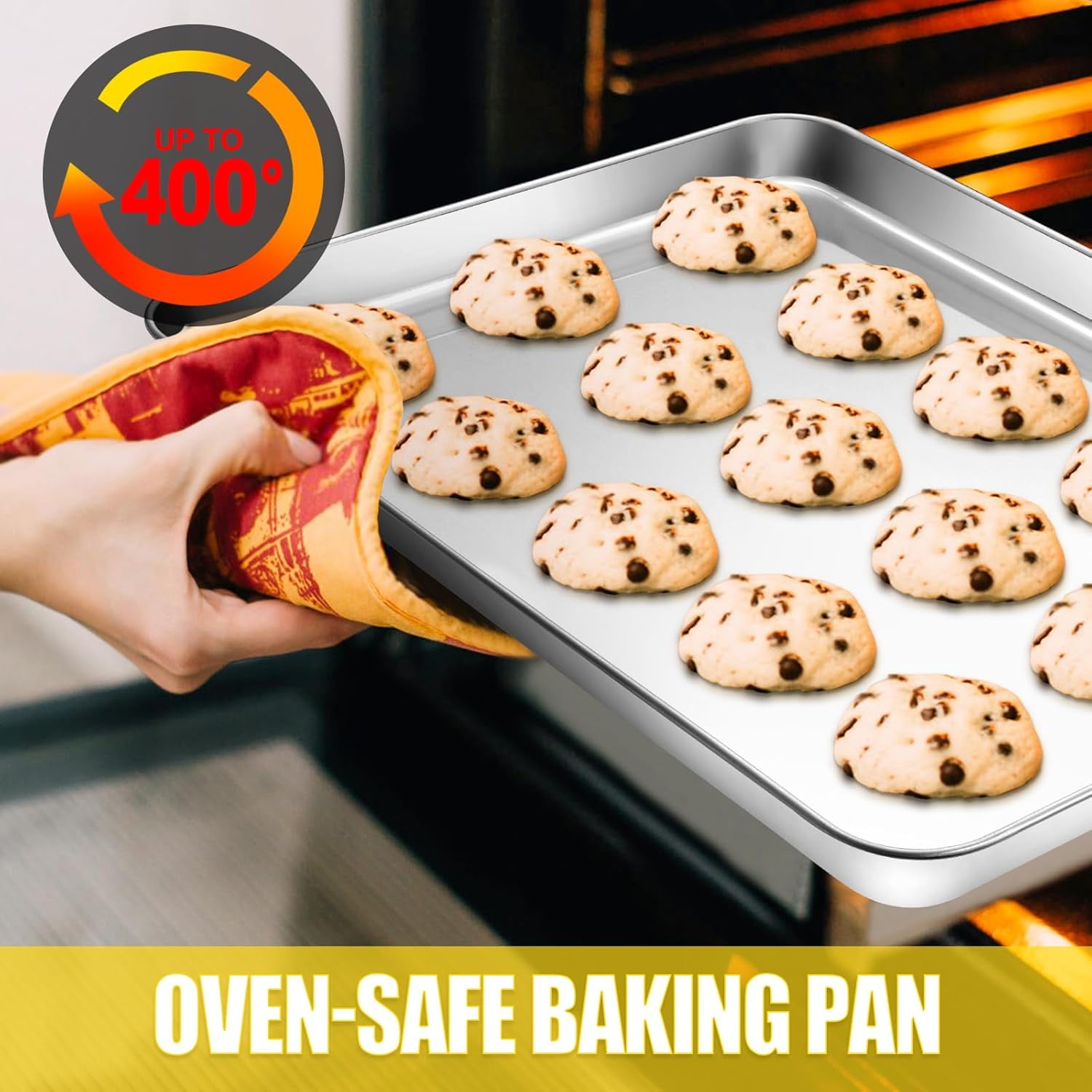 Terlulu Baking Sheet, Cookie Stainless Steel Pan, 2 Piece-16''x 12'' x 1'', Sheet Pan for Oven, Jelly Roll Tray Baking&Roasting, Nonstick&Nontoxic&Easy Clean