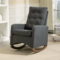 thumbnail image 4 of Upholstered Rocking Chair Accent Chair, Nursery Rocking Chairs in Teddy Fabric with High Backrest,Side Pocket and Rubber Wood Legs, Comfy Nursing Chair Armchair for Living Room, 4 of 5