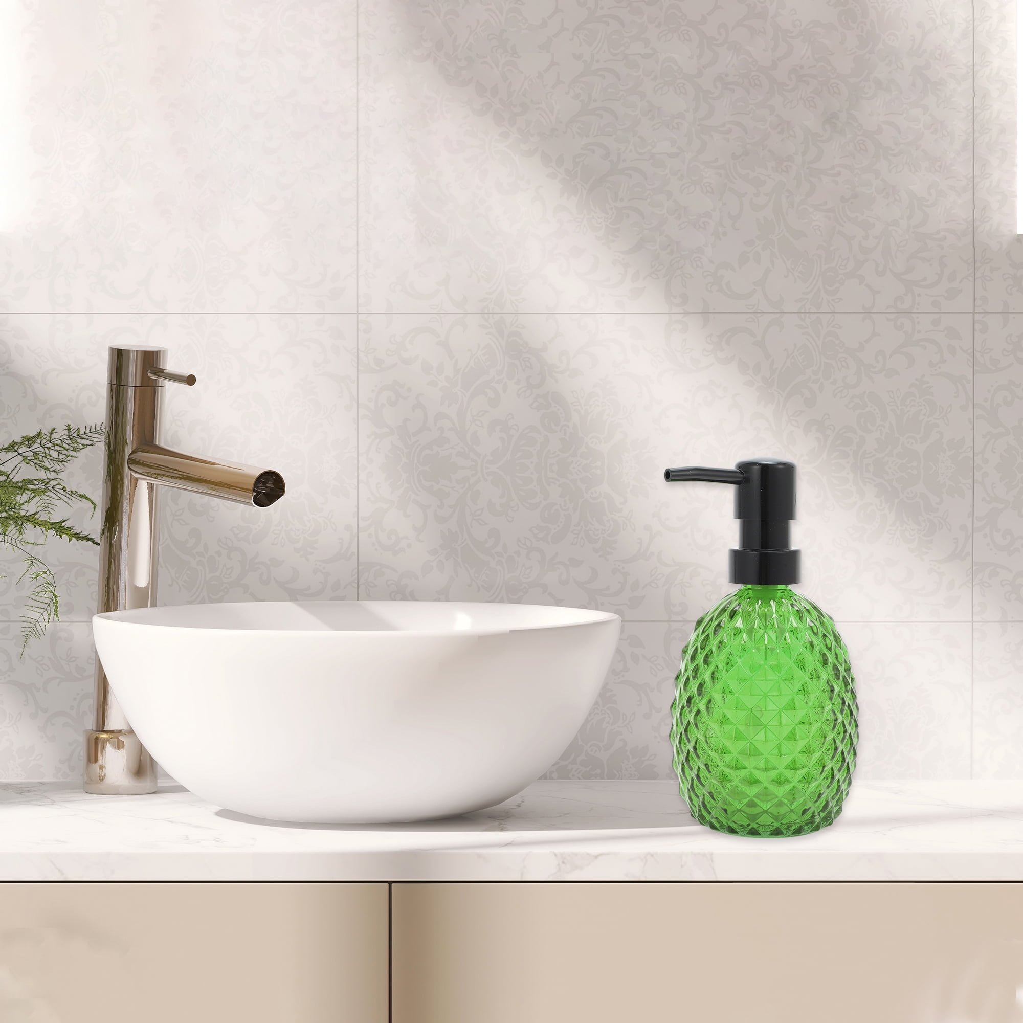 Unique Bargains 1 Pc Pineapple-shaped Soap Dispenser 11.84oz Green Black