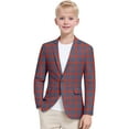 thumbnail image 2 of Afdoent Jacket For Boys Girls Long Sleeve Big Plaid Printed Lapel Formal Suit Jacket Button Fashion Casual Coat Business Suit For Kids 5-6 Years, 2 of 4