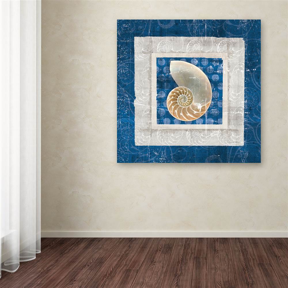 Trademark Fine Art "Sea Shell II on Blue" Canvas Art by Belinda Aldrich