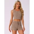 thumbnail image 2 of DARING DIVA Ribbed Knit Loungewear Sleepwear 2 Piece Tank Top M Khaki, 2 of 6
