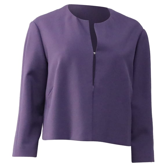 Pre-Owned Hugo Boss Jileky Collarless Short Jacket in Purple Polyester