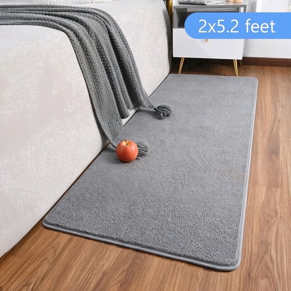 Tripumer 2 x 5.2 feet Modern Soft Hallway Runner Rug Fluffy Bedroom Bedside Rugs Area Rugs Non Slip Memory Foam Mat for Bedroom Entrance Kitchen Living Room Decor Gray