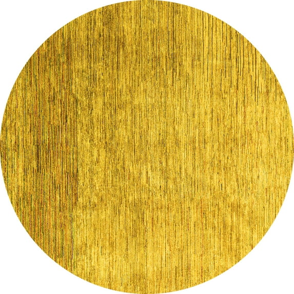 Ahgly Company Indoor Round Oriental Yellow Modern Area Rugs, 4' Round