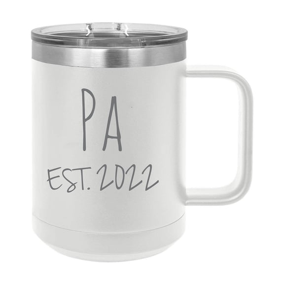 Pa Est. 2022 Established Stainless Steel Vacuum Insulated 15 Oz Engraved Double-Walled Travel Coffee Mug with Slider Lid