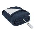 thumbnail image 1 of Serta Tissu Polyester Polaire à Sherpa Chauffé Jeté Électrique en Bleu, 1 of 5