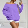 thumbnail image 6 of Oversized Sweatshirt for Women Trendy Off the Shoulder Sweatshirt with Pockets Loose Fit Fall Fashion Clothing Light Purple L, 6 of 6