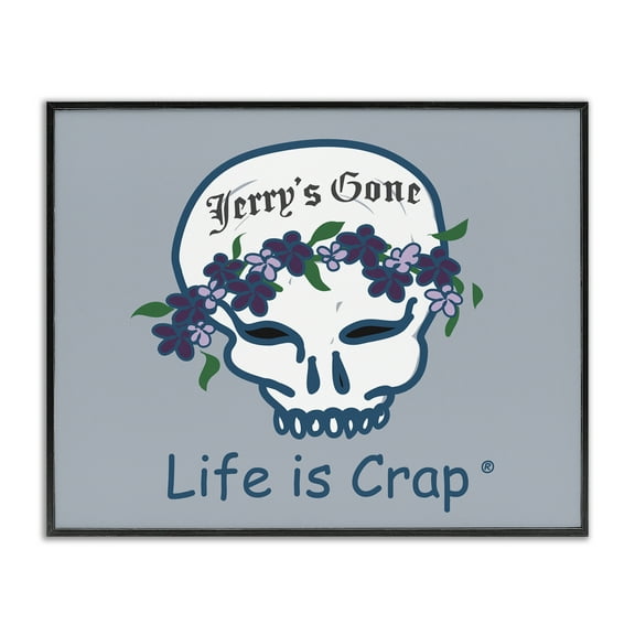 Stupell Industries Jerry's Gone Skull Novelty & Humor Painting Black Framed Art Print Wall Art, 14 x 11