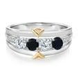 thumbnail image 2 of Gem Stone King 925 Silver and 10K Yellow Gold Black Onyx Ring Set with Moissanite (0.95 Cttw) (Size 5), 2 of 3