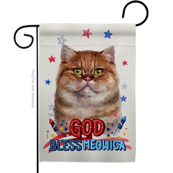 Breeze Decor G120125-BO Patriotic British Short Hair Animals Cat 13 x 18.5 in. Double-Sided Decorative Vertical Garden Flags for House Decoration Banner Yard Gift