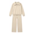 thumbnail image 4 of Enjoytime Girls Outfits Collared Quarter Zip Sweatshirt Pants 2 Piece Set Kids Casual Fashion Long Sleeve Sweatsuit, 4 of 7