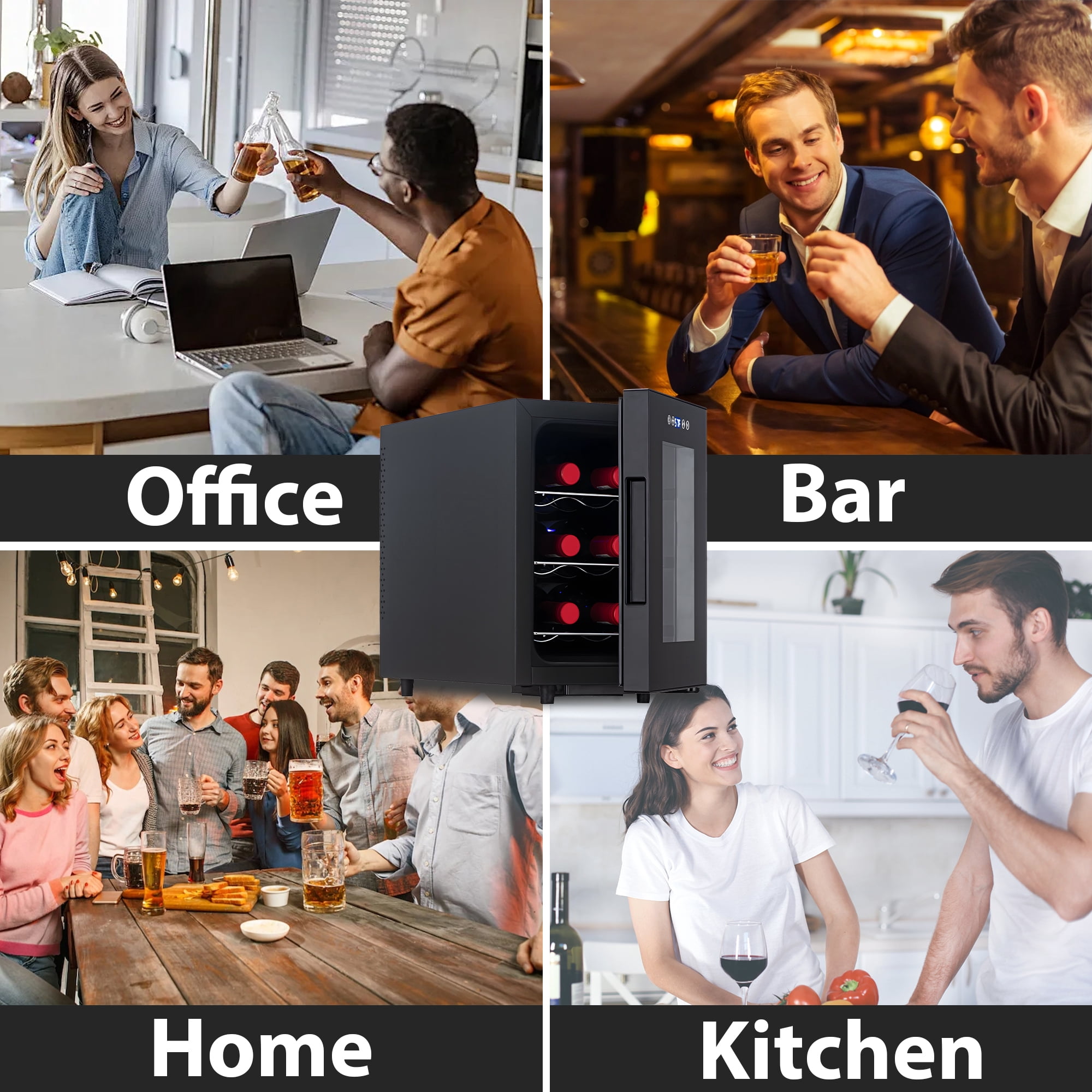 Iceblue 6 Bottle Wine Cooler with 4A Cooling Chip, Digital Temperature Control，Portable Wine Refrigerator, Compact Fridge