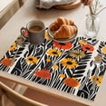 thumbnail image 3 of Country Flower Placemats Set of 6, Rustic Watercolor Orange Yellow Floral Black Leaf Plant Linen Texture Non-Slip Place Mats Washable Table Mats for Kitchen Dining Table Decorations Indoor/Outdoor, 3 of 9