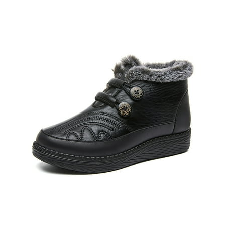 

Difumos Women Breathable Waterproof Casual Shoes Round Toe Winter Warm Cold Weather Black 5