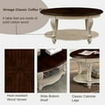 thumbnail image 5 of 42" Oval Coffee Table with Storage Shelf, 2-Tier Solid Wood Cocktail Tea Table, Traditional Retro Center Table for Living Room, Bearing 400LBS, Beige, 5 of 8