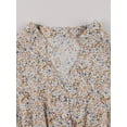 thumbnail image 3 of Robe à Manches Courtes à Col Montant en V à Motif Floral, Tunique Mature à Ourlet Volanté Évasé, Vêtements pour Femmes, 3 of 10