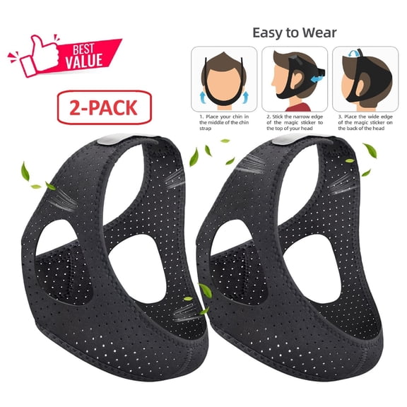 2 Pack Anti Snoring Chin Strap Sleep Apnea Snore Stop Belt Snoreless Sleep Jaw
