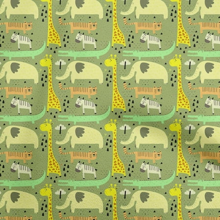 

oneOoneCottonPoplinTwillLightGreenFabricKidsAnimalDressMaterialFabricPrintFabricByTheYard56InchWide
