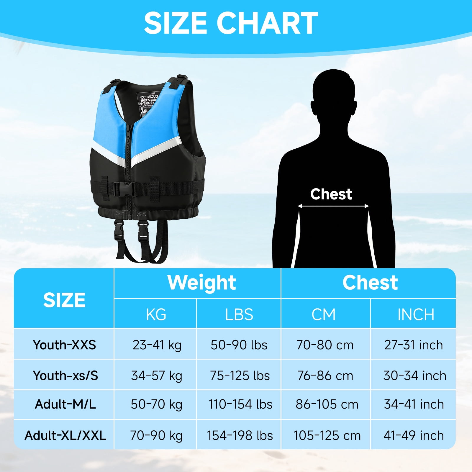 Kids Swim Vest Life Jacket Youth,Adjustable Flotation Buoyancy Swimsuit Trainer Vests,Swimming Aid Jacket for Boys Girls,Fit for 50-125 lbs