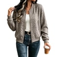 thumbnail image 4 of Zijinkuiwen Women Leopard Print Bomber Jacket Zip Up Long Sleeve Ribbed Cuffs Outerwear for Casual Daily Wear, 4 of 9