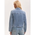 thumbnail image 4 of DARING DIVA Women's Lightweight Zip Up Collar Denim Jacket S Light Blue, 4 of 7