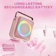 thumbnail image 4 of BONAOK Mini Karaoke Machine for Kids, Portable Bluetooth Speaker with 2 Wireless Microphones, Girls Gifts for Christmas Home Party, Pink, 4 of 13