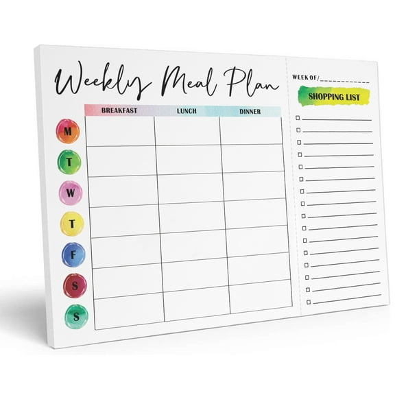 Inkdotpot 7"x10" Weekly Planners & Appointment Book, with Tear Off Grocery List, White, 54 Pages