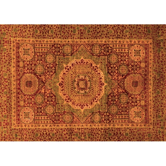 Ahgly Company Indoor Rectangle Abstract Orange Modern Area Rugs, 8' x 10'