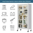 thumbnail image 3 of S-HOME 65 Inch Kitchen Pantry Storage Cabinet, White Metal Display Storage Cabinet with Wheels, Adjustable Shelves for Home, 3 of 8