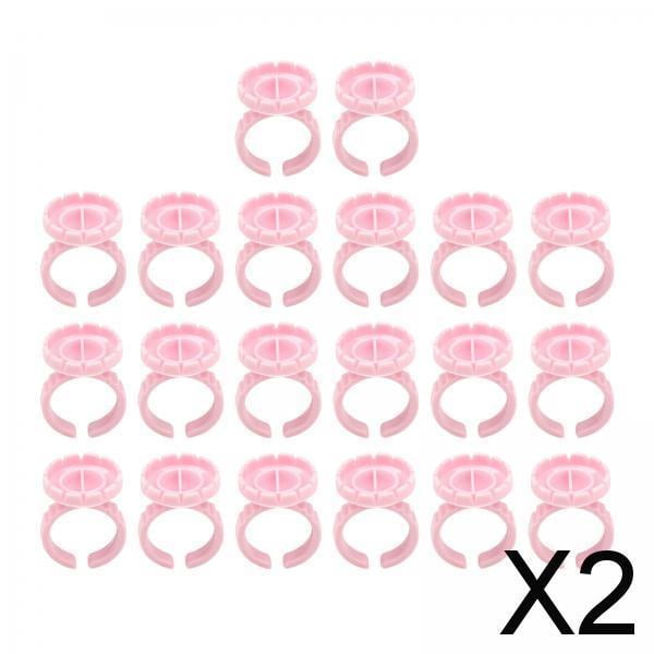 Paquete de 2 a 4 anillos de pegamento para pestañas, 100 unidades, para maquillaje de volumen de pestañas, color rosa 2 piezas