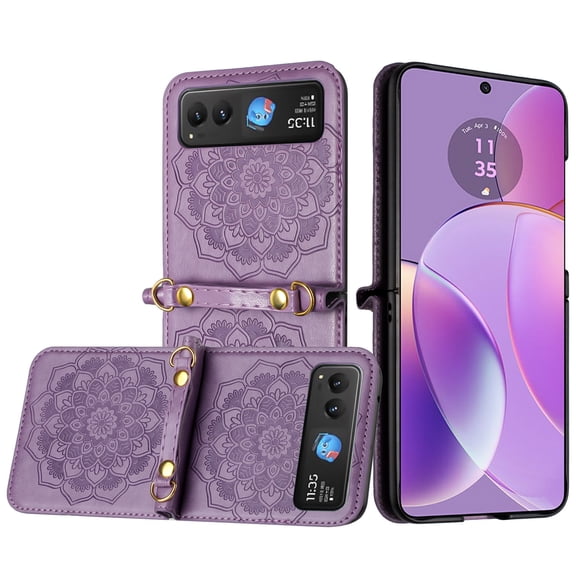 Embossed Floral Case for Motorola Razr 2025/2024 - Purple