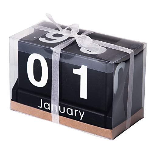 Decorative Desk Calendar Wooden Block Perpetual Month and Days
