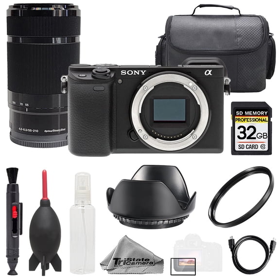 Sony a6400 55-210mm f/4.5-6.3 OSS Lens (Black) 32GB Bag UV Filter- Basic Kit (International Version)