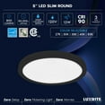 thumbnail image 7 of Luxrite 5 Inch LED Flush Mount Ceiling Light, 12W 800LM, 5CCT 2700K-5000K, Dimmable - Black, 7 of 7