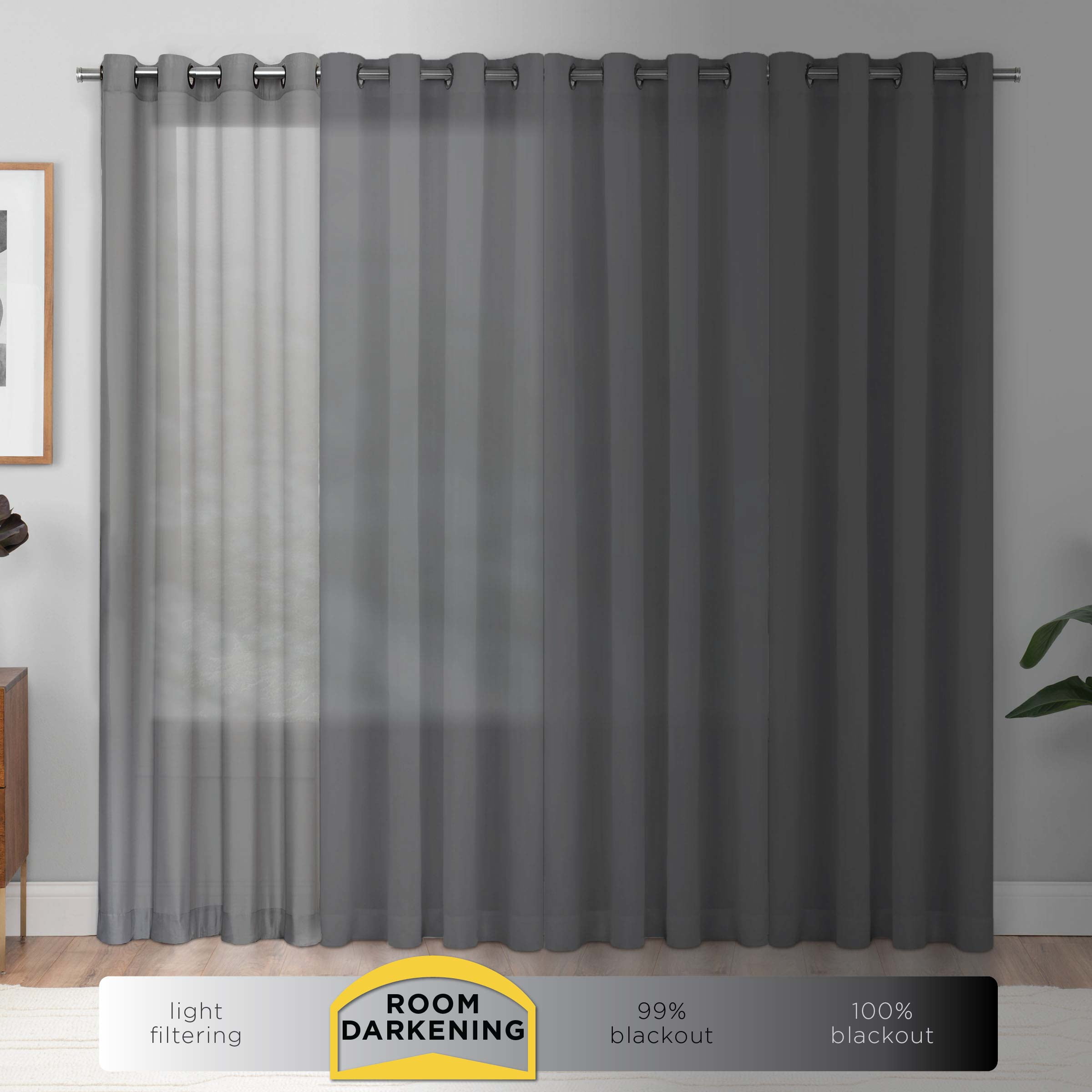 Mainstays Room Darkening Solid Woven Window Curtain Panel Set Of