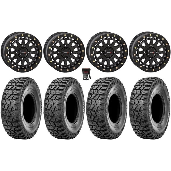 System 3 SB-6 15" Wheels Black (6 1) 33" Ridge Saw 2.0 Tires Can-Am Commander Maverick Renegade Outlander Defender
