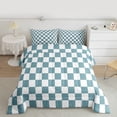 thumbnail image 2 of Castle Fairy Teens Geometric Plaid Full Size Comforter Sets 3-Piece,Minimalist Grid Bedding Comforter Set,Vintage Aesthetic Lightweight Bedding Sets,Ultra Soft Home Decor,Reversible, 2 of 8