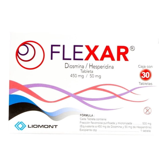 Flexar Diosmina 450 mg, Hesperidina 50 mg 30 tabletas