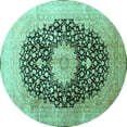 thumbnail image 1 of Ahgly Company Indoor Round Medallion Turquoise Blue Traditional Area Rugs, 3' Round, 1 of 4