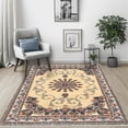 thumbnail image 2 of SUSUZI 5.3' x 7.5' Boho Area Rug – Washable Low Pile (0.4") Non Slip Carpet for Living Room Bedroom Dining Room, Retro Floral Premium Polyester Rug, 2 of 8