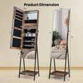 thumbnail image 3 of Costway Jewelry Cabinet Armoire Full-Length Mirror with 3-Color LED Lights tip-out Drawer Brown, 3 of 10