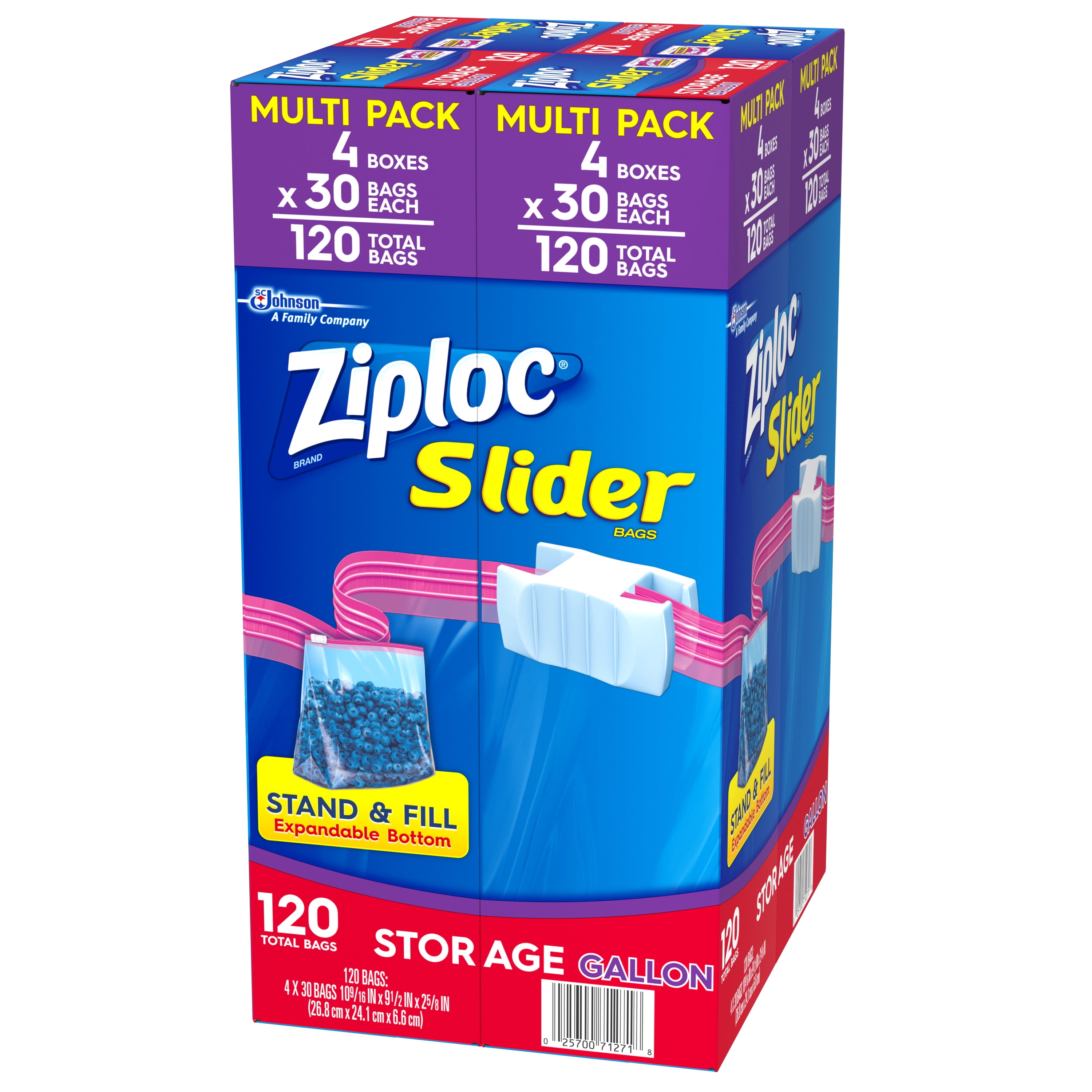 Ziploc Slider Storage Bags, 1 qt, 5.88 x 7.88, Clear, 76 Bags