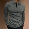 thumbnail image 2 of eileial Men's Waffle Knit Long Sleeve Casual Polo Shirts,Gray XXL, 2 of 5