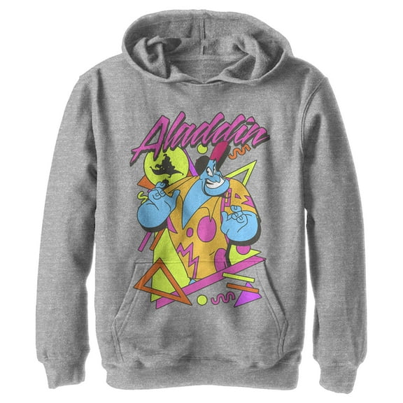 Boy's Aladdin 80s Genie Pull Over Hoodie Athletic Heather Medium