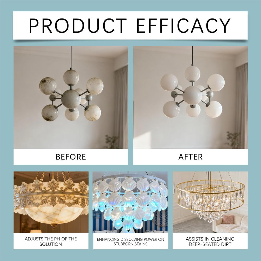 Borikise Chandelier Cleaning & Care Spray, Easy Spray Care Solution for Glass Chandeliers, Restores Shine & Clarity for Ceiling Lights & Fixtures