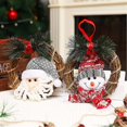 thumbnail image 5 of Decoraciones navideñas, adornos navideños Corona navideña Flor Caña Círculo Árbol de Navidad Colgante Mini corona para fiesta de Navidad 2 piezas marrón, 5 of 5