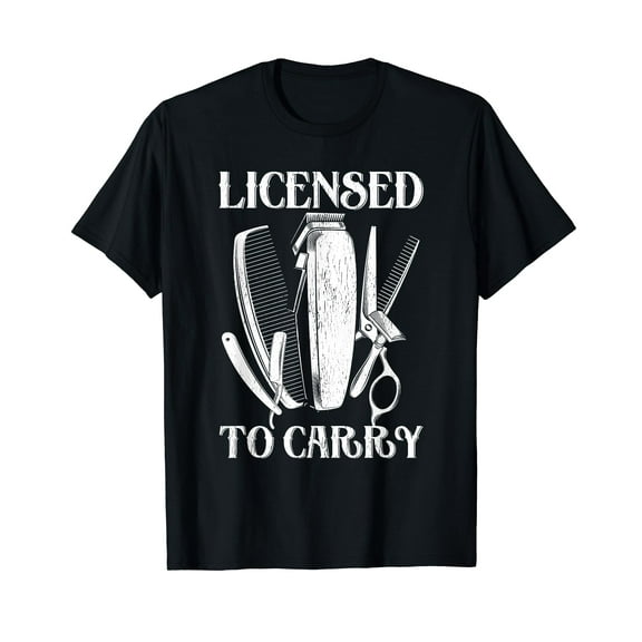 Barber Gift For Men Funny Licensed Carry Hairstylist Tools T-Shirt